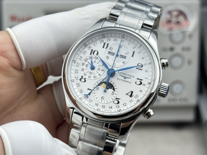 Longines Master Collection Moon Phase Chronograph 42mm Silver view 3