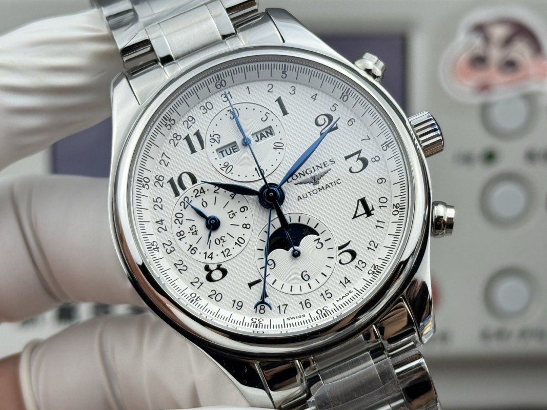 Longines Master Collection Moon Phase Chronograph 42mm Silver view