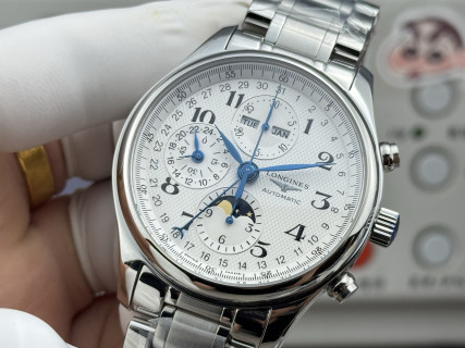Longines Master Collection Moon Phase Chronograph 42mm Silver view 5
