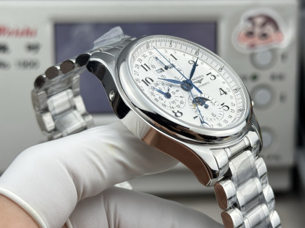Longines Master Collection Moon Phase Chronograph 42mm Silver view 6