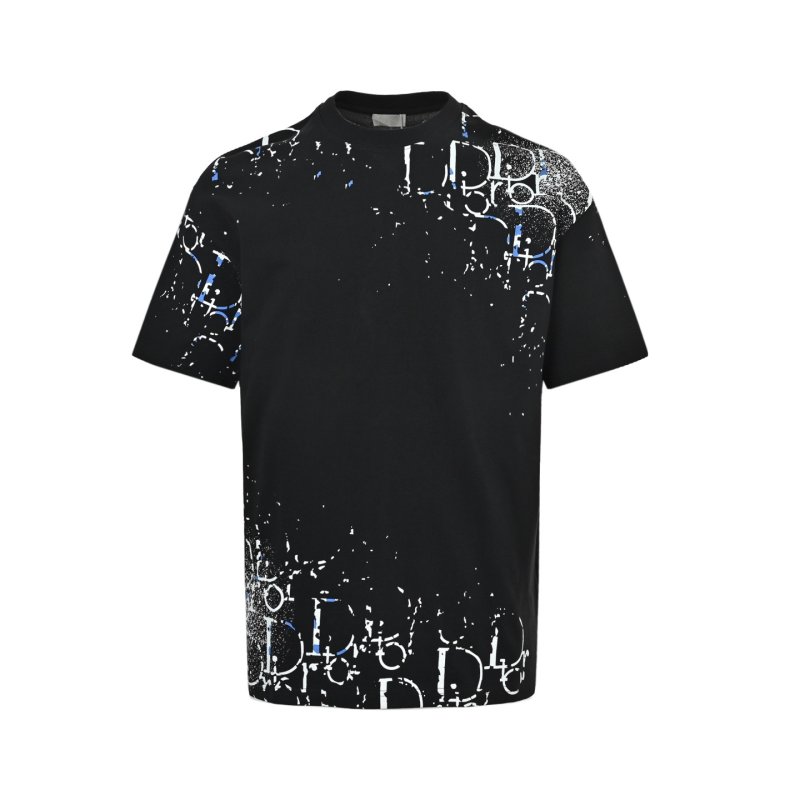 Dior Black Splatter Logo Graphic T-Shirt view