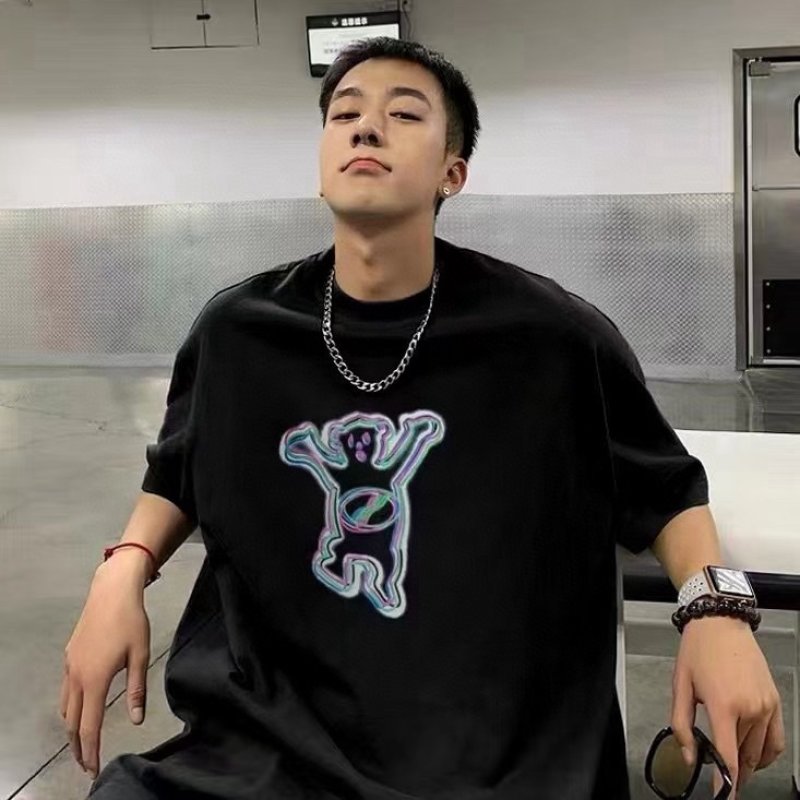 Black Oversized Snake Graphic T-Shirt with Embroidered Detail view