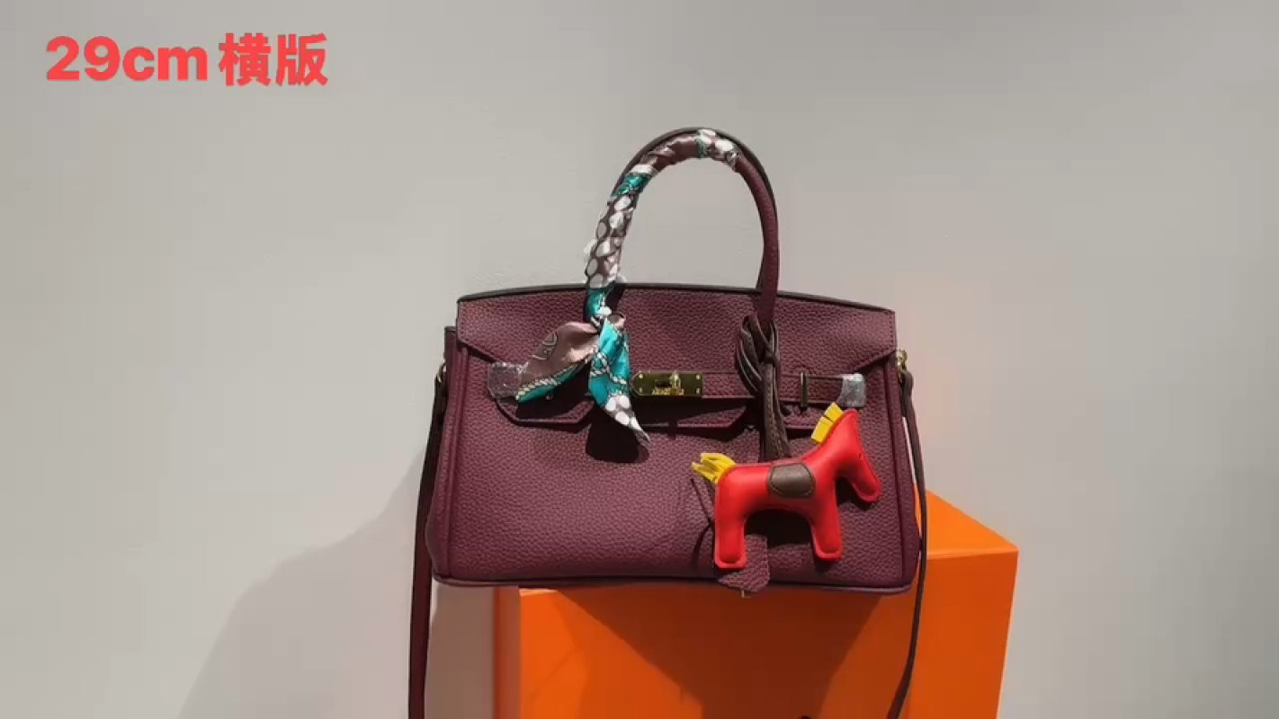 Hermès Birkin 29cm Burgundy Tote Bag with Charms