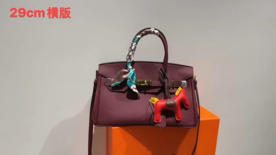 Hermès Birkin 29cm Burgundy Tote Bag with Charms