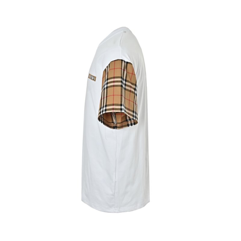 Burberry White T-Shirt with Checked Sleeve view