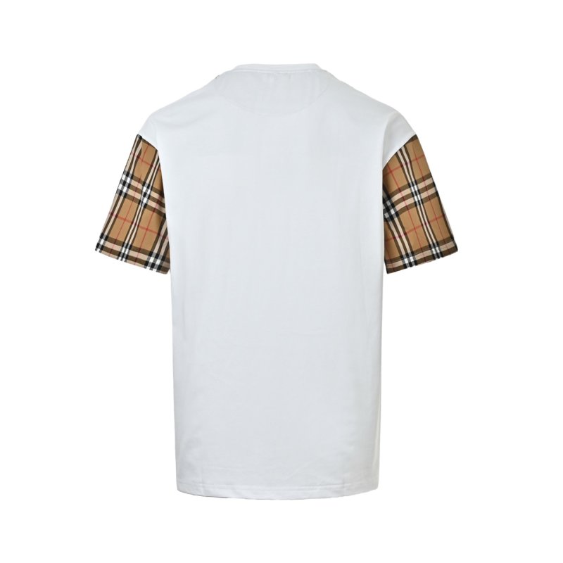 Burberry White T-Shirt with Checked Sleeve view