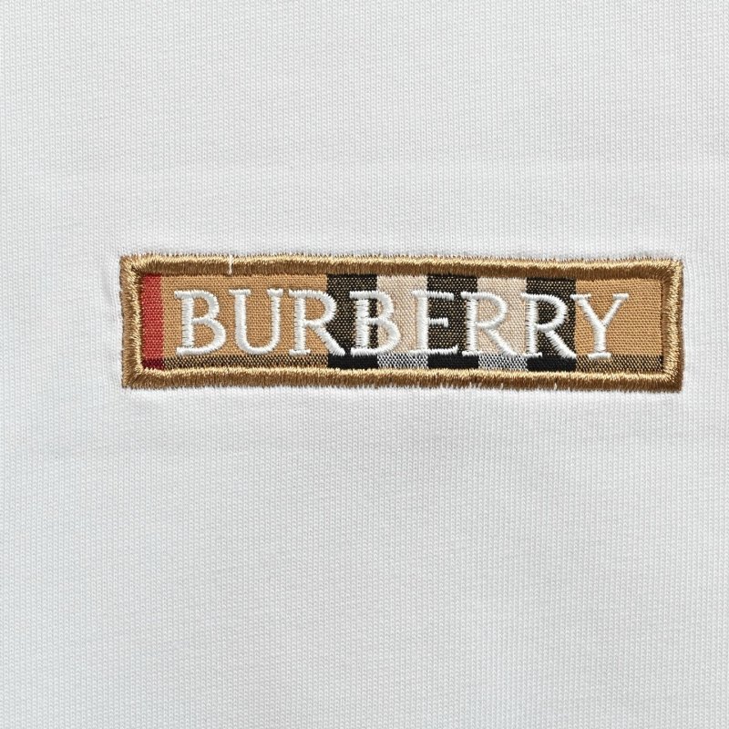 Burberry White T-Shirt with Checked Sleeve view