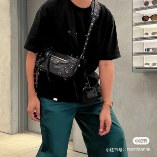 Balenciaga Black Leather Studded Crossbody Bag view 6