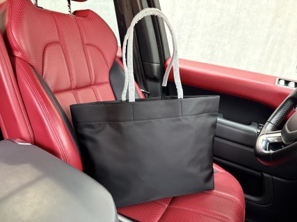 Prada Nylon Saffiano Leather Tote Bag Black view 2