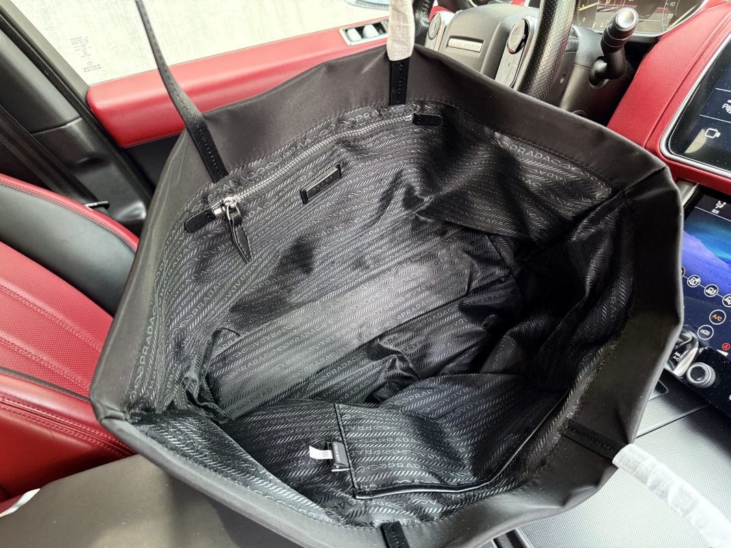 Prada Nylon Saffiano Leather Tote Bag Black view