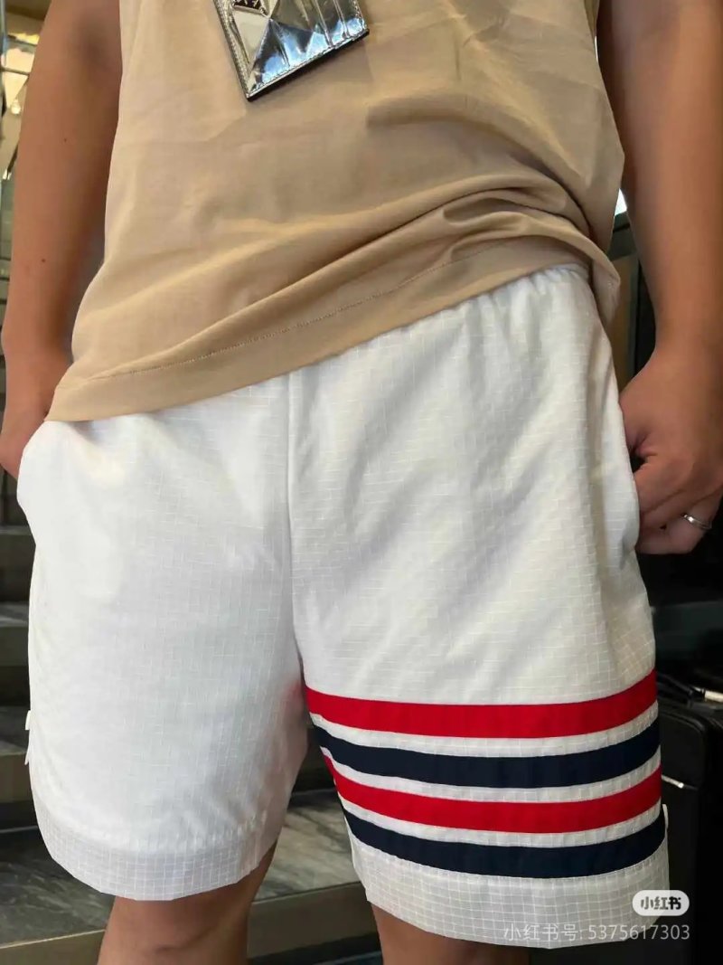 White Shorts with Red Navy Stripe Detail view
