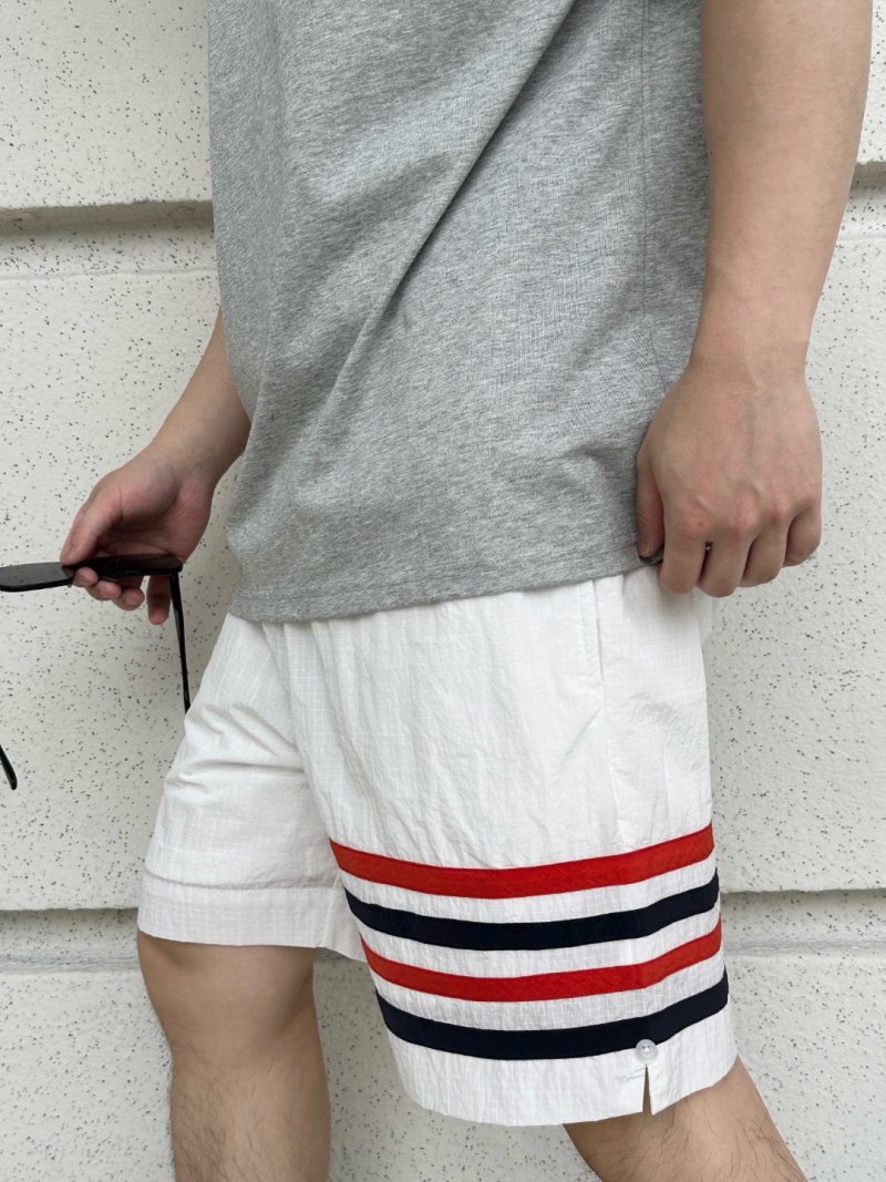 White Shorts with Red Navy Stripe Detail view