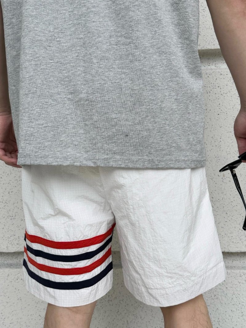 White Shorts with Red Navy Stripe Detail view