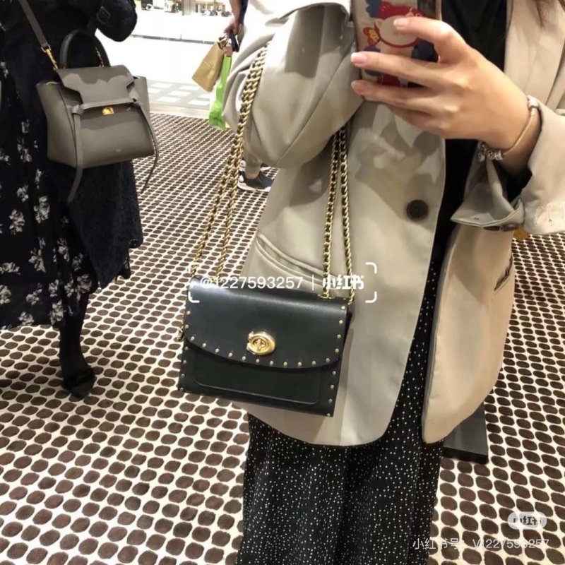 Coach Black Studded Leather Shoulder Bag
