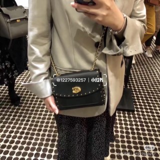 Coach Black Studded Leather Shoulder Bag view 2