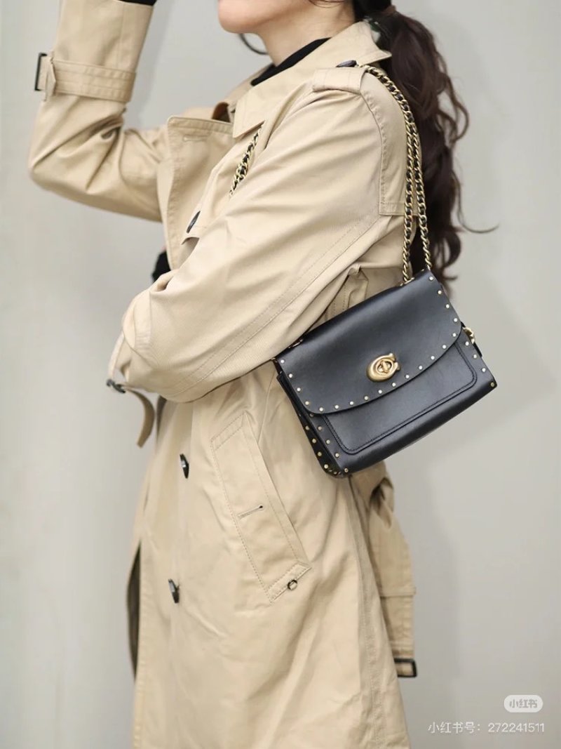 Coach Black Studded Leather Shoulder Bag view