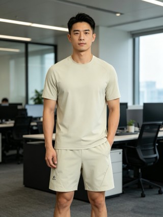 Cream Relaxed Fit Athletic Shorts