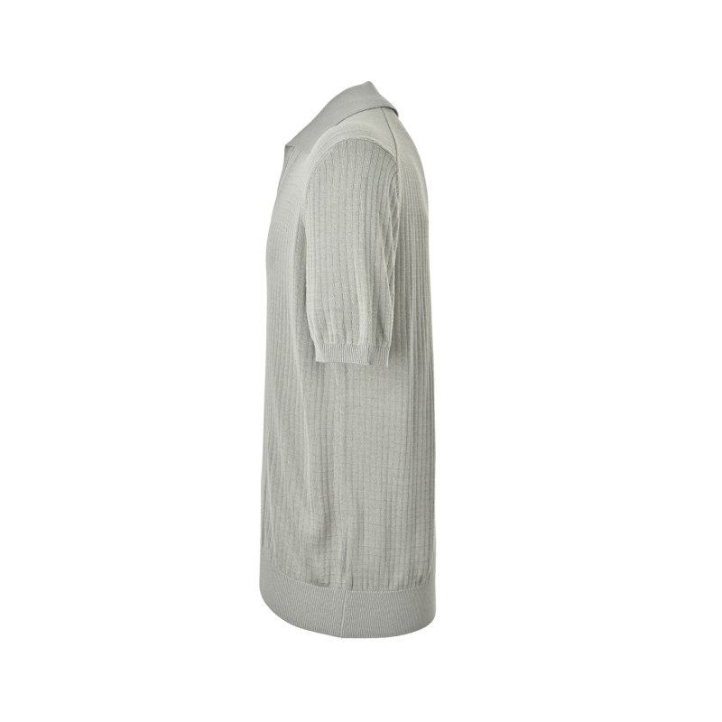 Cream Ribbed Knit Polo Short Sleeve T-Shirt view