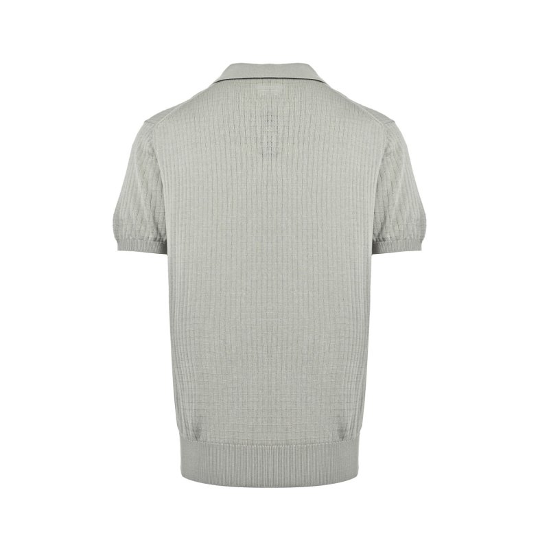 Cream Ribbed Knit Polo Short Sleeve T-Shirt view