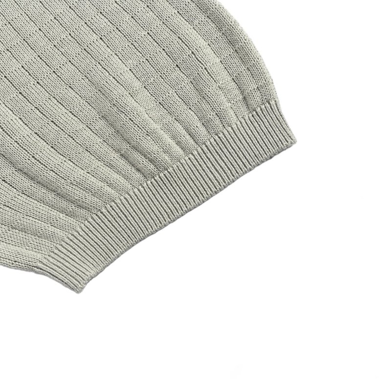 Cream Ribbed Knit Polo Short Sleeve T-Shirt view