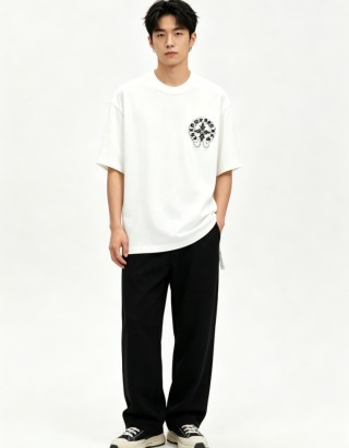White Graphic Print Short Sleeve T-Shirt view 2
