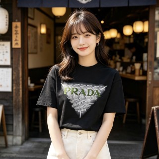 Prada Black Logo Graphic T-Shirt view 2