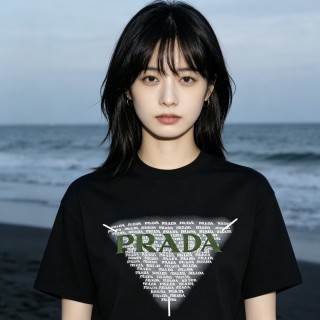 Prada Black Logo Graphic T-Shirt view 6