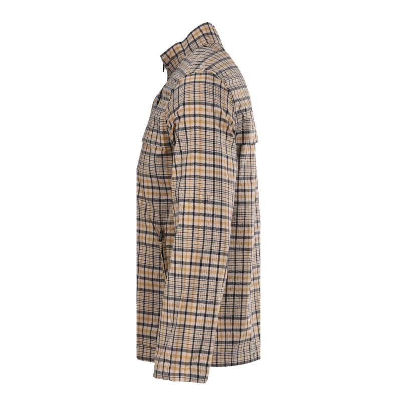 Cream & Navy Plaid Zip-Up Overshirt Jacket view