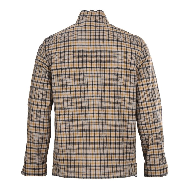 Cream & Navy Plaid Zip-Up Overshirt Jacket view