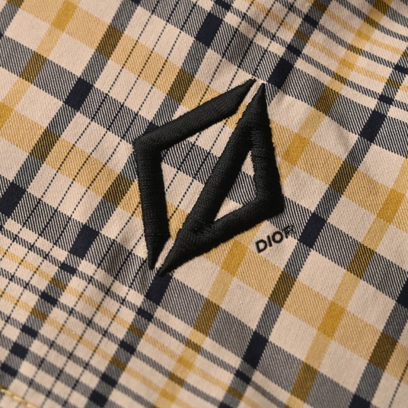 Cream & Navy Plaid Zip-Up Overshirt Jacket view