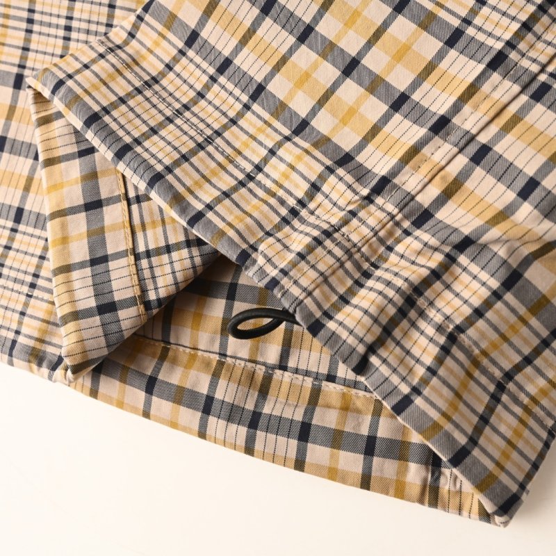 Cream & Navy Plaid Zip-Up Overshirt Jacket view