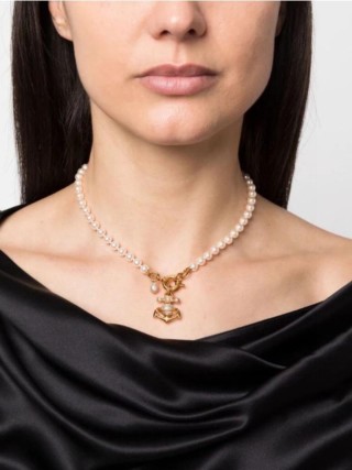 Vivienne Westwood Pearl Orb Pendant Necklace Gold