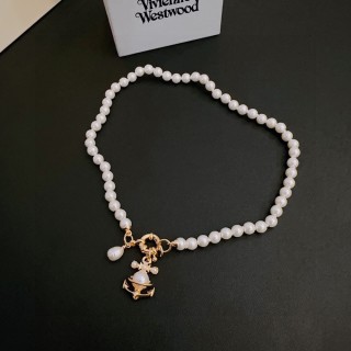 Vivienne Westwood Pearl Orb Pendant Necklace Gold view 2
