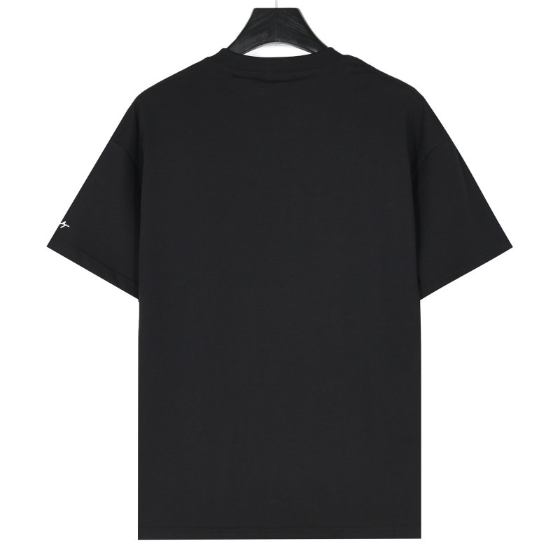 Black Graphic Print Short Sleeve T-Shirt with Floral Pattern view