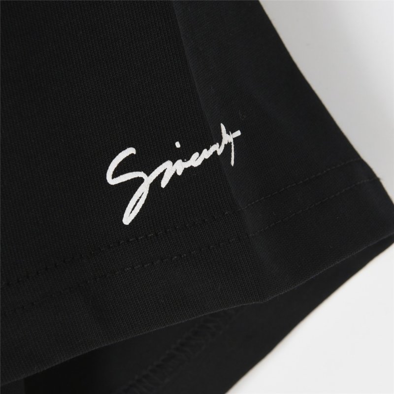 Black Graphic Print Short Sleeve T-Shirt with Floral Pattern view