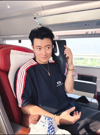 Balenciaga Navy Stripe Short Sleeve T-Shirt