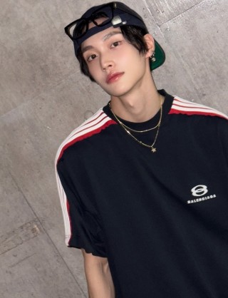 Balenciaga Navy Stripe Short Sleeve T-Shirt view 2