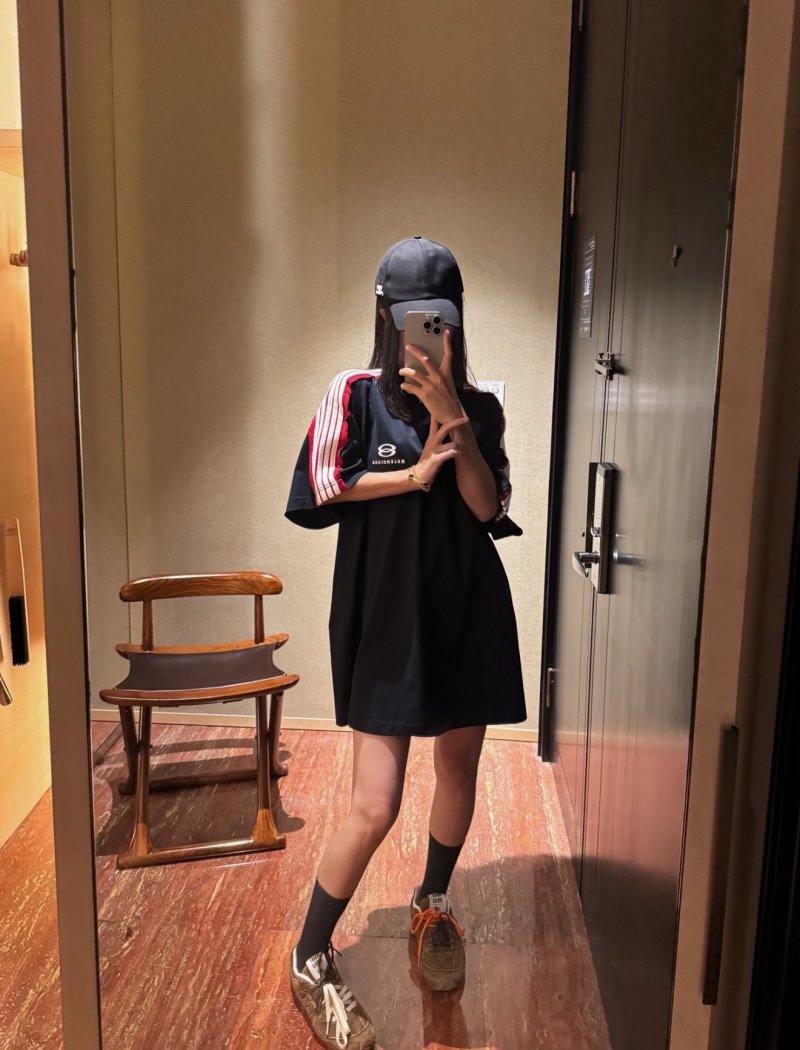 Balenciaga Navy Stripe Short Sleeve T-Shirt view