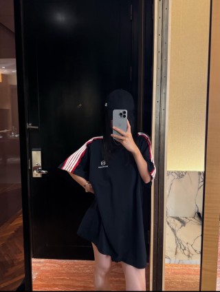 Balenciaga Navy Stripe Short Sleeve T-Shirt view 5