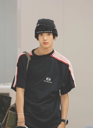 Balenciaga Navy Stripe Short Sleeve T-Shirt view 6