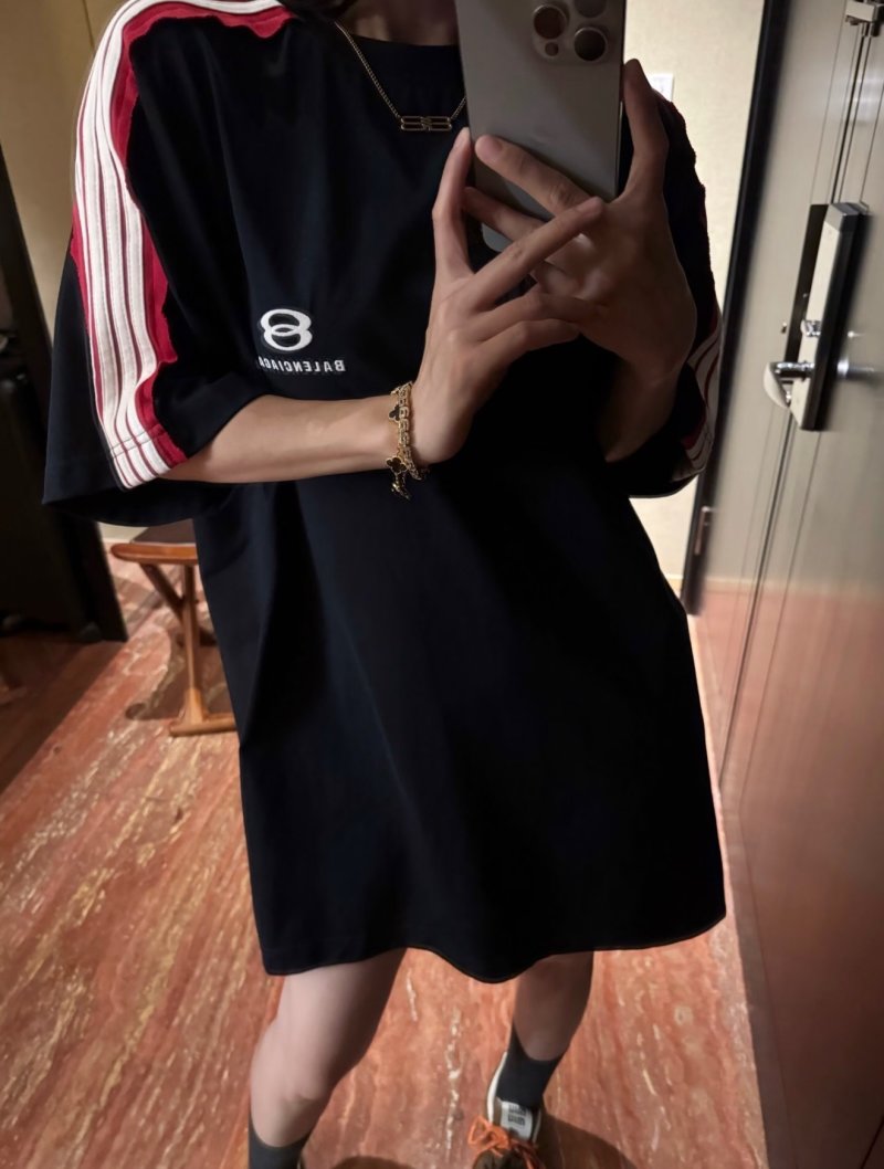 Balenciaga Navy Stripe Short Sleeve T-Shirt view