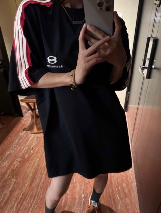 Balenciaga Navy Stripe Short Sleeve T-Shirt view 9