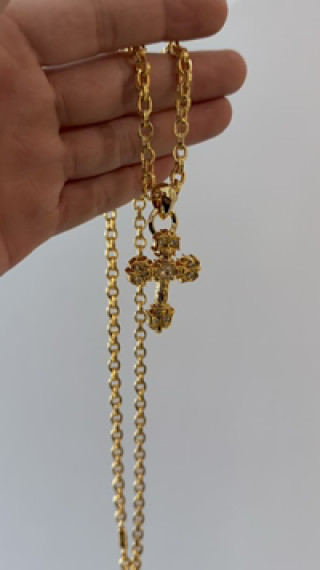 Gold Cross Pendant Chain Necklace