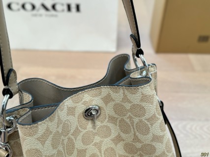 Coach Willow Bucket Bag Beige Monogram view 3