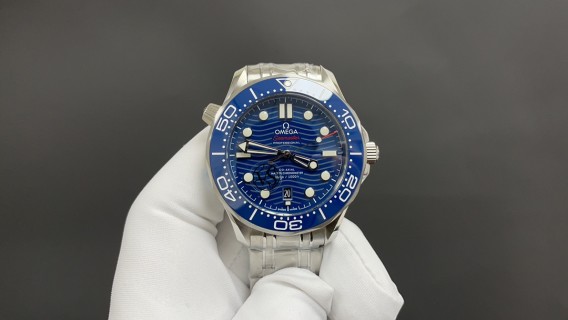 Omega Seamaster 300 White Steel Blue Dial 42mm