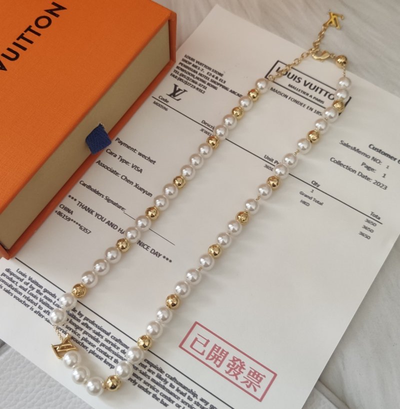 Louis Vuitton Monogram Pearls Gold & Pearl Necklace