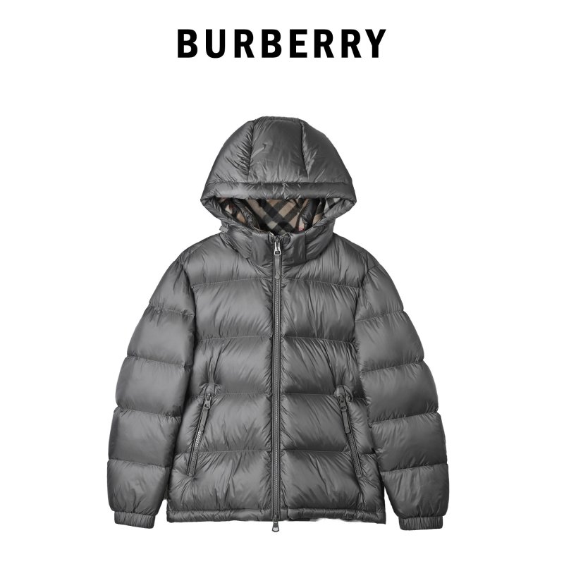 Grey Puffer Down Jacket with Hood view