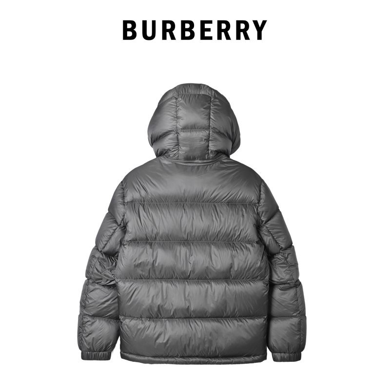Grey Puffer Down Jacket with Hood view