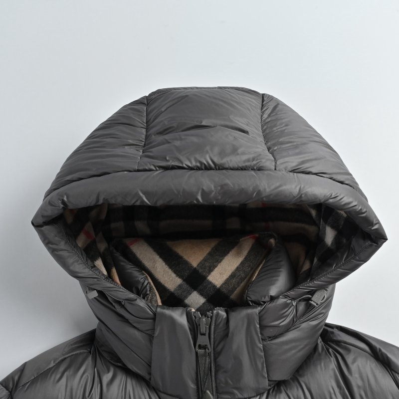 Grey Puffer Down Jacket with Hood view