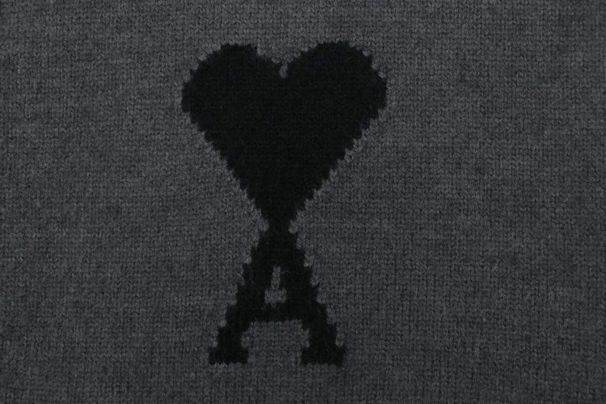 Grey Heart Knit Cardigan – Charcoal Button-Up Sweater view